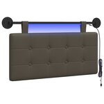 vidaXL Tête de lit suspendue Avec lumière LED Gris Simili cuir