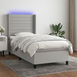 vidaXL Sommier à lattes de lit matelas LED Gris clair 90x190cm Tissu