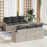 vidaXL Ensemble de canapé de jardin 7 Pièces Gris clair 55 x 55 x 37 cm