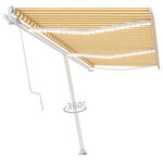 vidaXL Auvent automatique capteur de vent/LED 600x300cm Jaune et blanc