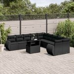 vidaXL Salon de jardin 11 Pièces avec coussins noir résine tressée