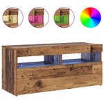 vidaXL Meuble TV avec lumières LED vieux bois bois d'ingénierie