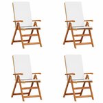 vidaXL Chaise de jardin 4 Pièces Marron et blanc 57 x 71 5 x 104 cm