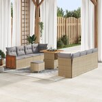 11 pièces de canapé de jardin beige poly rotin