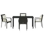 vidaXL Ensemble de repas de jardin 5 pièces avec coussins en rotin noir