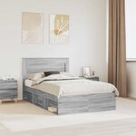 vidaXL Cadre de lit avec tiroir Gris Sonoma 120 x 190 cm Pin massif