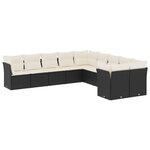 vidaXL Salon de jardin 10 Pièces avec coussins noir résine tressée
