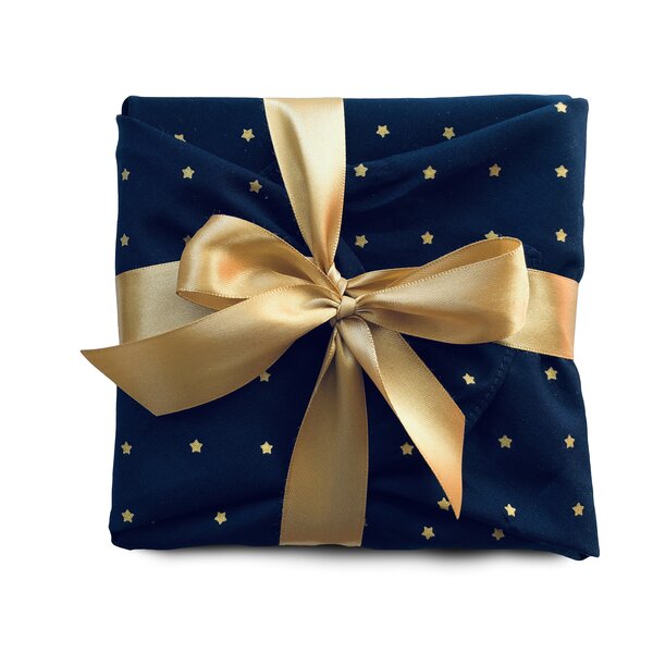 Papier cadeau réutilisable - Mes P'tites Étoiles (Bleu nuit) 35x35CM Mat 100 Coton