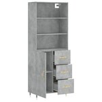 vidaXL Buffet haut Gris béton 69 5x34x180 cm Bois d'ingénierie