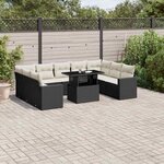 vidaXL Salon de jardin 10 Pièces avec coussins noir résine tressée