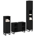 vidaXL Ensemble de mobilier de salle de bain avec stockage 3 Pièces Noir