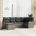 vidaXL Ensemble de canapé de jardin 6 pièces avec coussins gris poly rotin