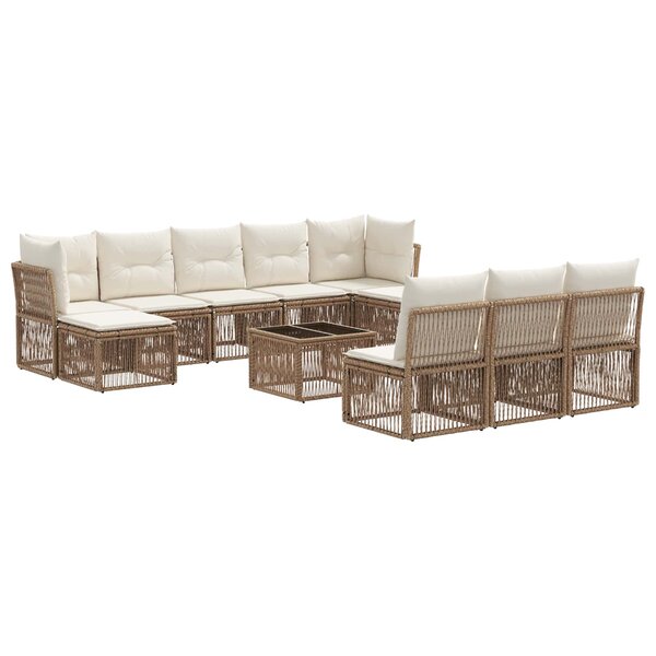 vidaXL Ensemble de canapé de jardin 11 Pièces Beige polyrotin