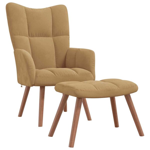 vidaXL Chaise de relaxation avec repose-pied Marron Velours