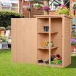 Armoire abri de jardin remise pour outils bois de sapin pré-huilé toit bitumé incliné - grande porte verrouillable loquet - 2 étagères - dim. 75l x 56l x 115h cm