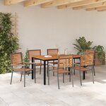 Ensemble de salle à manger de jardin 7 pièces vidaXL Acacia en poly rotin gris