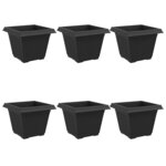 vidaXL Pot de Fleurs Carré 6 pc Noir 43 x 43 x 33 5 cm Plastique