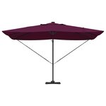 vidaXL Parasol Roma à Bras Déporté Rouge  Noir 352 x 251 x 265 cm