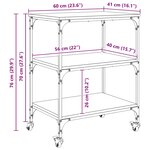 vidaXL Chariot de cuisine Bois Ancien 60 x 41 x 76 cm