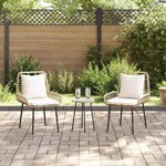 vidaXL Ensemble de salle à manger pour jardin 3 Pièces Marron Noir Crème
