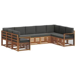 vidaXL Ensemble de canapés d'extérieur 9 pc Naturel et Anthracite