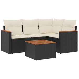 vidaXL Salon de jardin 5 Pièces avec coussins noir résine tressée