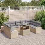 vidaXL Ensemble de canapé de jardin 10 Pièces Beige Poly rotin