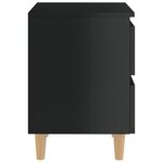 vidaXL Table de chevet avec pieds en pin Noir brillant 40x35x50 cm