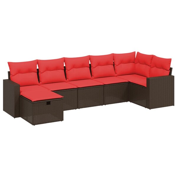vidaXL Salon de jardin avec coussins 7 Pièces marron résine tressée