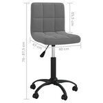 vidaXL Chaise pivotante de bureau Gris foncé Velours