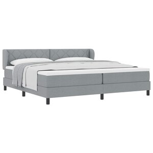 vidaXL Lit à ressorts avec matelas Gris clair 200 x 200 cm tissu