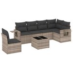 vidaXL Salon de jardin avec coussins 7 Pièces gris clair résine tressée