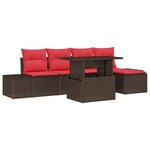 vidaXL Ensemble de canapé de jardin 6 Pièces Marron Poly rotin