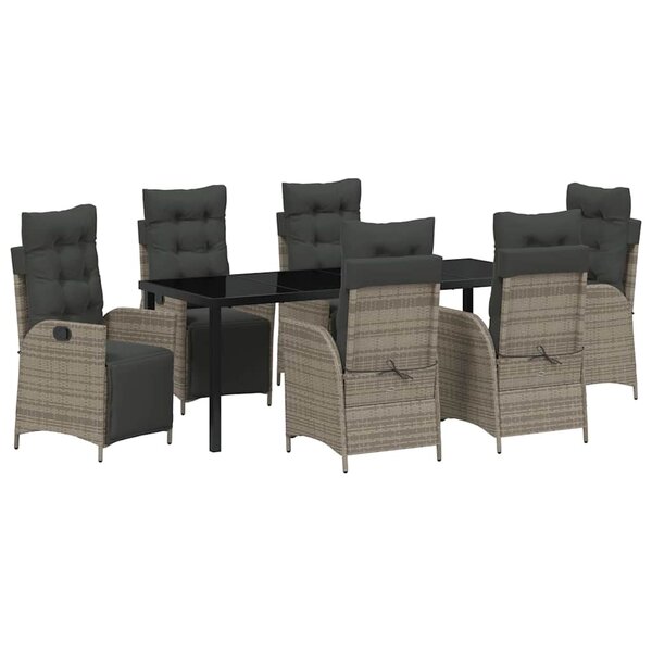 vidaXL Ensemble de salle à manger pour jardin 7 pc Gris polyrotin
