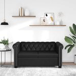 vidaXL Canapé Chesterfield à 2 places cuir synthétique noir