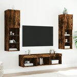 vidaXL Unités murales TV avec LED 5 Pièces chêne fumé bois d'ingénierie