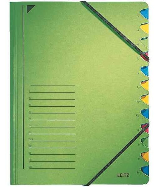 Classeur trieur  format A4  carton  12 compartiments Vert LEITZ