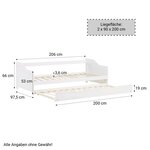 Lit gigogne 90x200 cm blanc avec 2 matelas  Lit double extensible