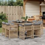 vidaXL Ensemble à manger de jardin et coussins 9 Pièces mélange beige