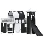 vidaXL Lit mezzanine pour enfants Blanc et Noir 99 5 x 200 cm Métал