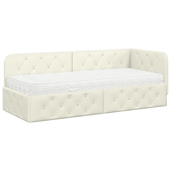 vidaXL Cadre de lit d'angle Crème 80 x 200 cm Velours