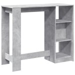 vidaXL Table de bar avec étagère gris béton bois d'ingénierie
