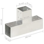 vidaXL Connecteurs de poteau 4 Pièces Forme en T Métal galvanisé 81x81 mm