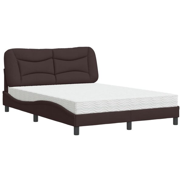 vidaXL Lit avec matelas Hvar marron foncé 140x190 cm tissu