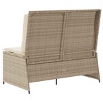 vidaXL Banc inclinable de jardin avec coussins beige résine tressée