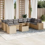 vidaXL Salon de jardin 11 Pièces avec coussins beige résine tressée