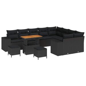vidaXL Ensemble de canapé de jardin 12 Pièces Noir 90 x 55 x 71 cm