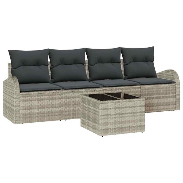 vidaXL Ensemble de canapé de jardin 5 Pièces Gris clair et gris foncé