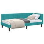 vidaXL Cadre de lit d'angle Turquoise 90 x 190 cm Velours