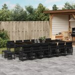 vidaXL Ensemble à manger de jardin 17 Pièces coussins noir résine tressée